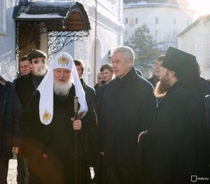 Сергей Собянин и Патриарх Кирилл осмотрели ход реставрации Новоспасского монастыря