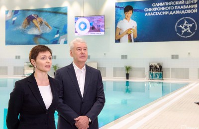 Мэр Москвы Сергей Собянин в Олимпийском центре синхронного плавания